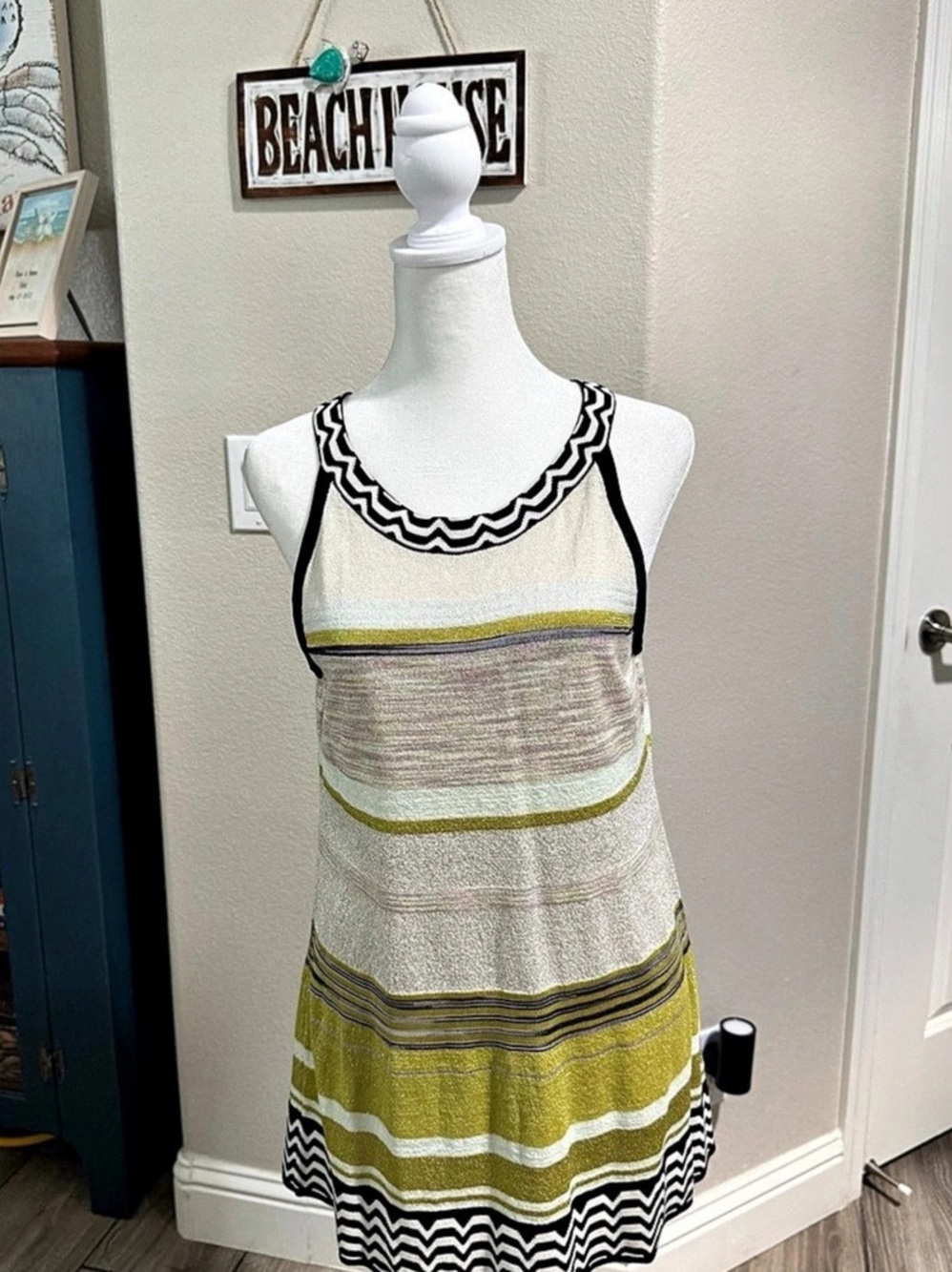 NWOT! White House Black Market Striped Tunic Halter Tank Size Medium